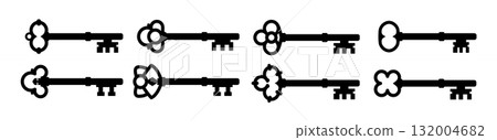 Old key vector house icon logo. Old key silhouette antique lock illustration 132004682