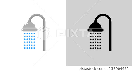 Shower vector head icon. Water shower symbol bathroom sign pictogram Shower vector head icon. Water shower symbol bathroom sign pictogram 132004685