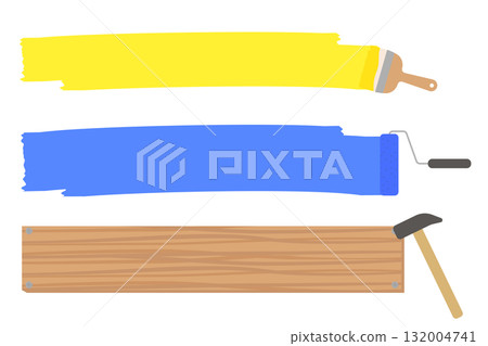 DIY Horizontal Frame Set: Paint, Roller, and Wooden Board 132004741