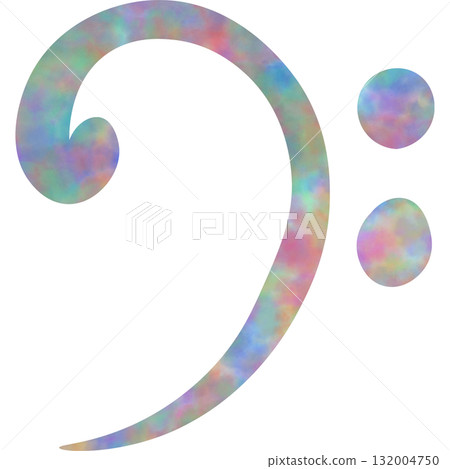 Beautiful watercolor bass clef image illustration Beautiful watercolor bass clef image illustration 132004750