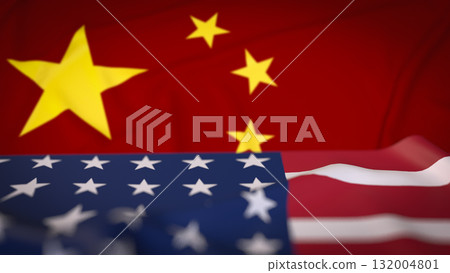 The USA and China flag for Trade war or Business concept 3d Rendering. 132004801