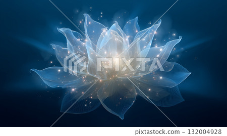 靜靜綻放的睡蓮～水面反射的神秘光芒～ 132004928