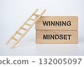 Wooden blocks showing WINNING MINDSET text for motivation and achievement. 132005097