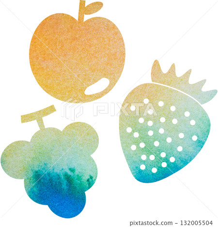 美麗的水彩水果圖示圖像插圖 132005504