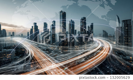 A future global network where city nightscapes and the digital earth intersect 132005629