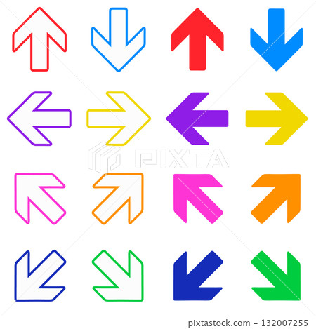 Simple arrow colorful icon set of two eight directions Simple arrow colorful icon set of two eight directions 132007255