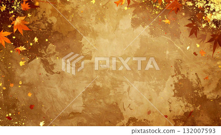 Japanese-style autumn background with falling autumn leaves 132007593