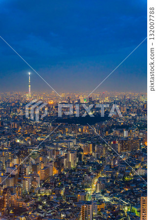 東京：黃昏時分從澀谷天空和晴空塔欣賞東京城市景觀 132007788