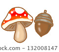 秋季水果：可愛的蘑菇和橡子插圖 132008147