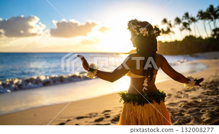 跳草裙舞的女人 132008277