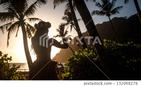 跳草裙舞的女人 132008278