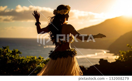 跳草裙舞的女人 132008279