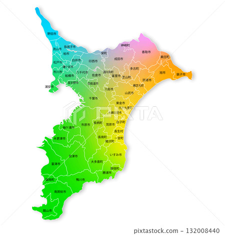Chiba prefecture and municipalities map Chiba prefecture and municipalities map 132008440