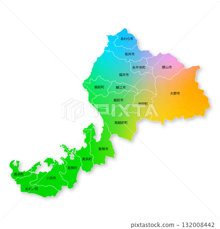 Fukui prefecture and municipality map Fukui prefecture and municipality map 132008442