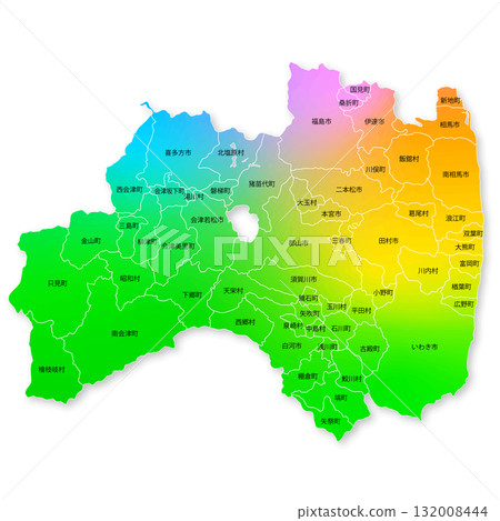 Fukushima prefecture and municipalities map 132008444