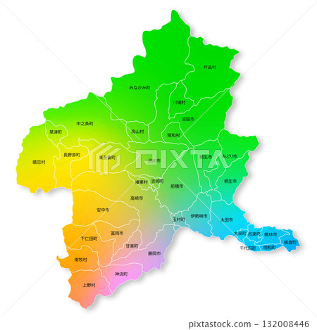 Gunma prefecture and municipalities map Gunma prefecture and municipalities map 132008446