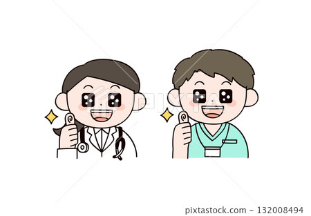 Doctor and nurse illustration of two men and women 132008494