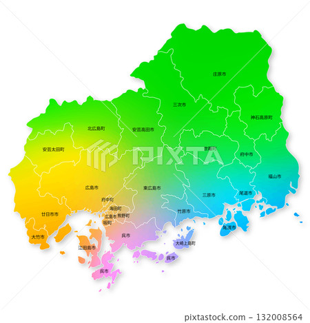 Hiroshima prefecture and municipalities map Hiroshima prefecture and municipalities map 132008564