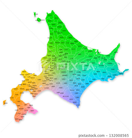 Hokkaido and municipal maps Hokkaido and municipal maps 132008565