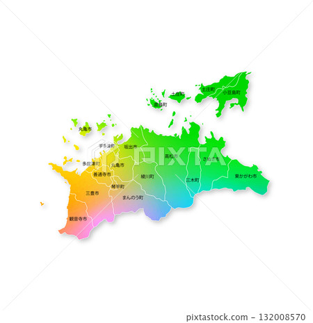 Kagawa prefecture and municipalities map 132008570
