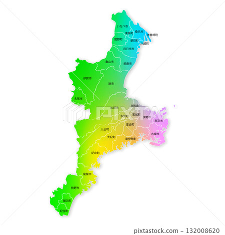 Mie prefecture and municipalities map Mie prefecture and municipalities map 132008620