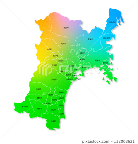 Miyagi prefecture and municipalities map 132008621