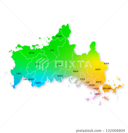 Yamaguchi prefecture and municipalities map 132008804
