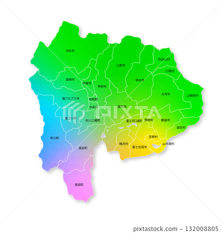 Yamanashi prefecture and municipalities map Yamanashi prefecture and municipalities map 132008805