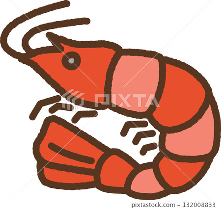 Hand-drawn icon shrimp Hand-drawn icon shrimp 132008833