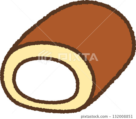 Hand-drawn icon: Roll cake Hand-drawn icon: Roll cake 132008851