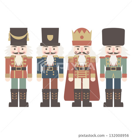 A vector illustration set of Nutcracker dolls in muted colors 132008956