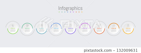 Infographic 9 options design elements for your business data. Vector Illustration. 132009631