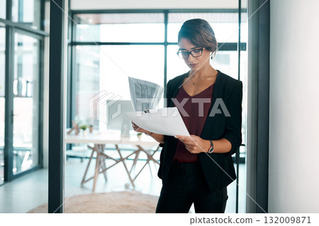 Documents, reading and business woman in workplace for data analysis, statistics report and spreadsheet review or budget. Professional worker, accountant or person with paperwork, accounting or taxes Documents, reading and business woman in workplace for data analysis, statistics report and spreadsheet review or budget. Professional worker, accountant or person with paperwork, accounting or taxes 132009871