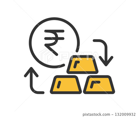 Rupee and gold exchange/foreign exchange icon (investment, finance, economy, asset management vector material) Rupee and gold exchange/foreign exchange icon (investment, finance, economy, asset management vector material) 132009932