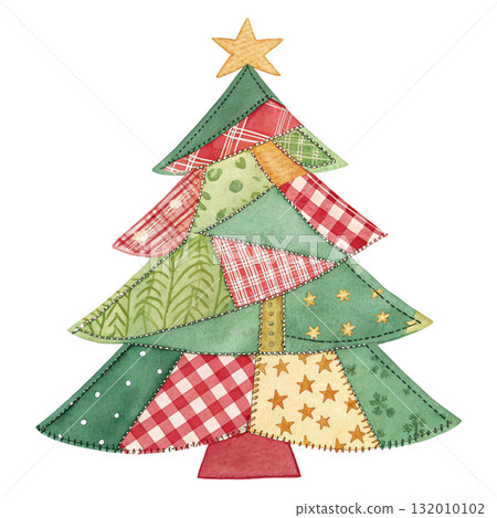 Patchwork Christmas Element Clipart White Background 132010102