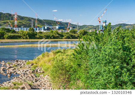 Yodo River scenery, Shin-Meishin Expressway construction, Takatsuki City, Hirakata City, Osaka Prefecture 132010346