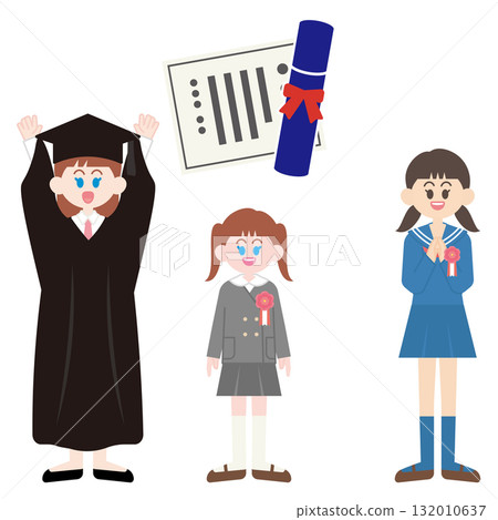 Elementary and junior high school graduation girl 132010637