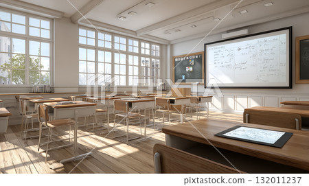 Blackboard in an elementary school classroom 132011237