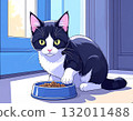一隻貓吃食物的插圖 132011488