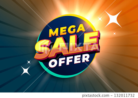 3d style mega sale offer background  with light effect 132011732