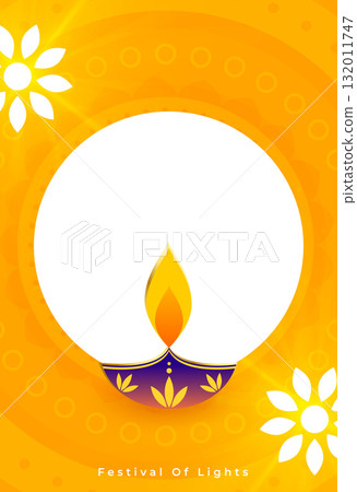 artistic diwali diya yellow template with text space 132011747