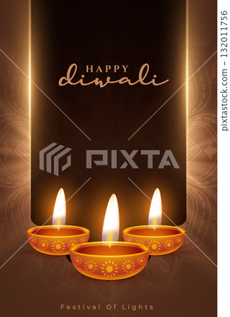 beautiful shubh diwali wishes brown template design 132011756