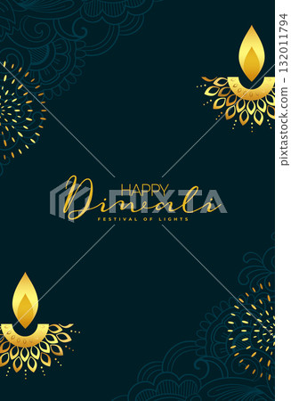 decorative happy diwali festive green template 132011794