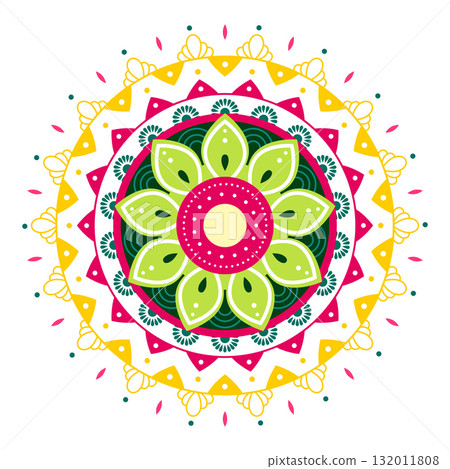 elegant circular rangoli mandala pattern in indian art 132011808