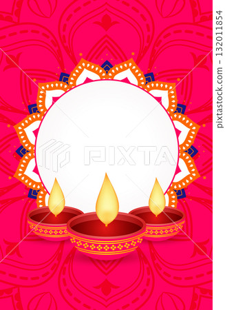 glowing diwali diya red template with text space 132011854