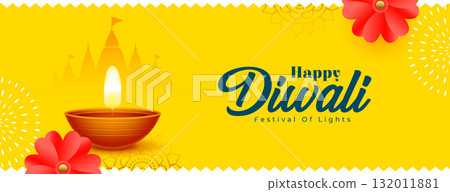 happy diwali festival of lights yellow banner happy diwali festival of lights yellow banner 132011881