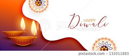 happy diwali festive event banner in papercut style 132011883