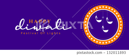 happy diwali greeting purple banner design 132011893