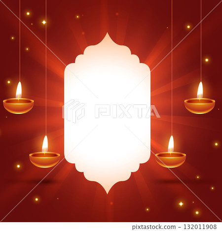happy diwali wishes diya card with empty space 132011908