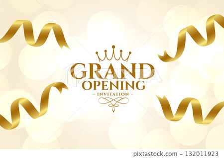 inauguration grand opening ceremony background with golden ribbon design 132011923